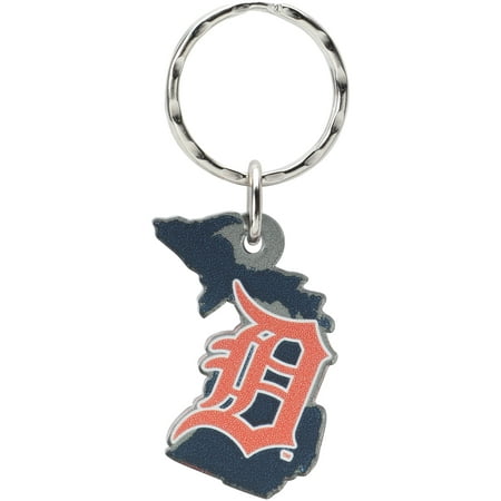 Detroit Tigers Metallic State Shape Keychain - No Size