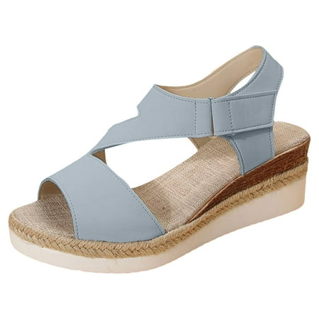 

WEAIXIMIUNG Large Size Thick Soled Strap Sandals Women s Bohemian Wedge Beach Sandals Women s Sandals Size 12.5 Wide 2024 40 Blue