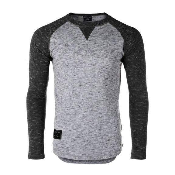 ZIMEGO Men’s Long Sleeve Crew Neck Color Block Baseball T-Shirt - Athletic Fit Fashion Basic Essential Shirts with Curved Bottom Hem