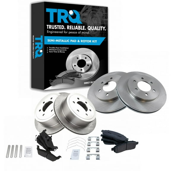 TRQ Front and Rear Brake Pad & Rotor Kit Brake Pads Brake Rotor Semi-Metallic Fits Select 2004-2008 Ford F-150 2006-2008 Lincoln Mark LT