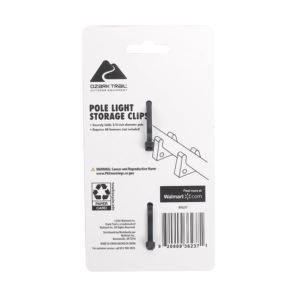 Ozark Trail Marine Boat Pole Light Storage Clips, Black, Model BT6237