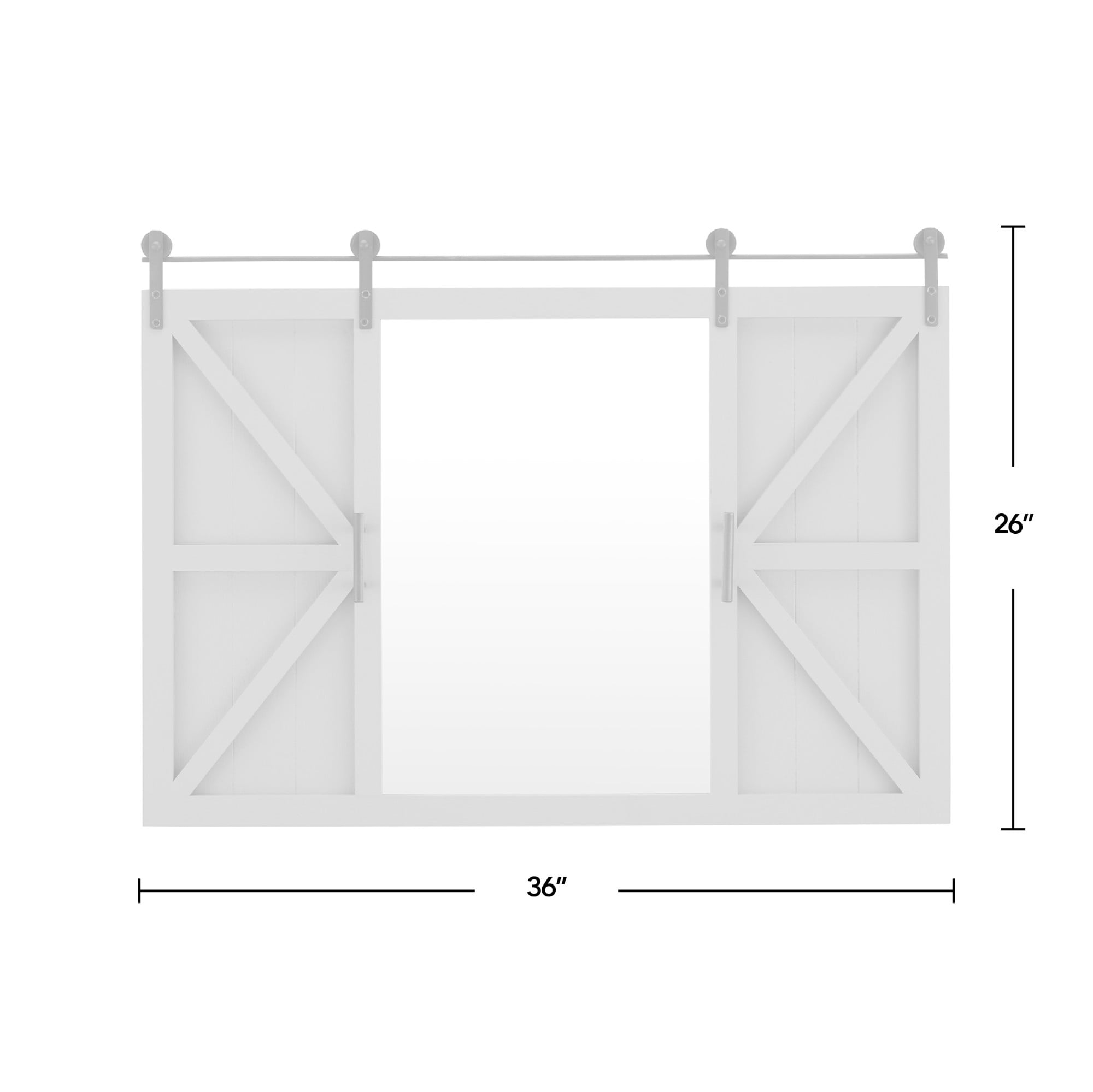 FirsTime & Co. Gray Hayloft Barn Door Wall Mirror, Farmhouse, Rectangular, 36 x 2 x 26 in