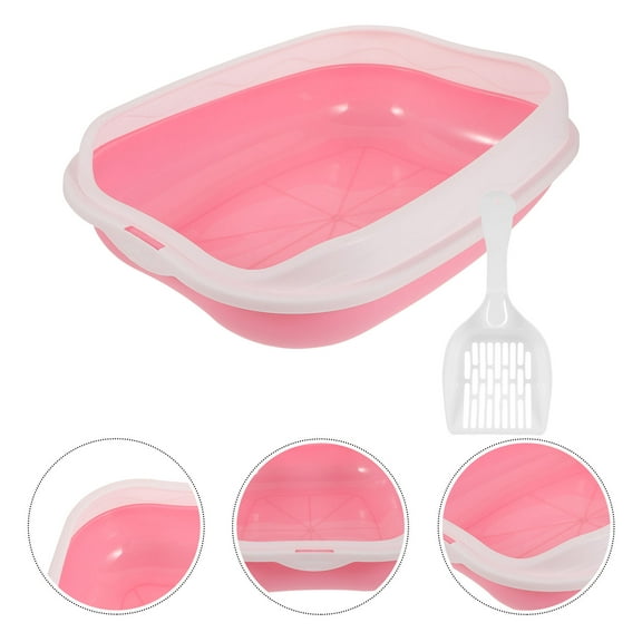 LOLIPPYY Cat Litter Box Set Pink Plastic for Kitten with Anti-splashing 1 Set