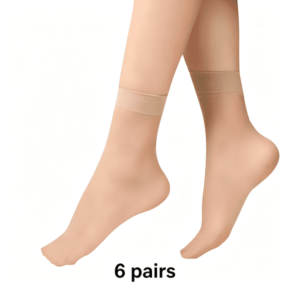 TELOLY 2026 New 6 Pairs Sheer Socks Womens Casual Ankle Socks Nude Nylon Socks Stocking Summer Ultra Thin Cool See Through Silk Socks for Work,Party,Everyday Summer Thin Soft Tight Hosiery