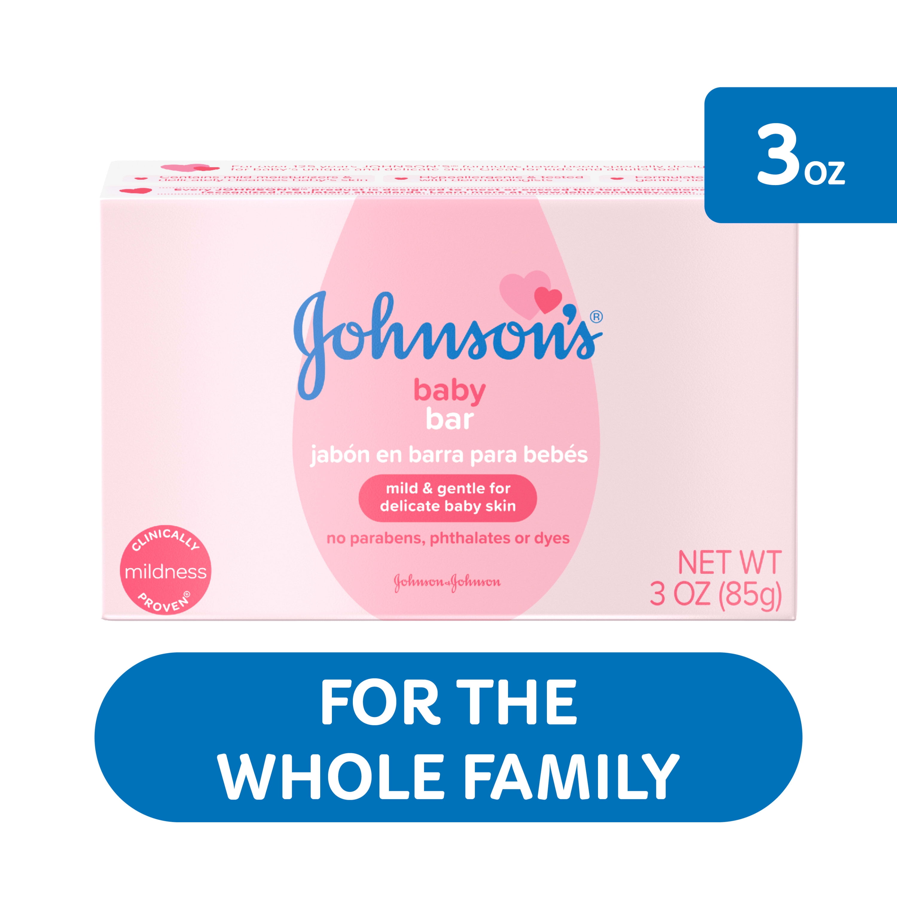 Johnson's Baby Body Soap Bar Gentle for Baby Bath and Skin Care, 3 oz
