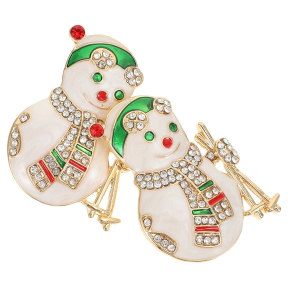 BESTYASH 2 Pieces Snowman Rhinestone Pin Brooches Elegant Winter Clothing Accessories Gift for Friends and Family