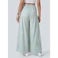 thumbnail image 3 of SHEWIN Women's Wide Leg Palazzo Pants Casual Elastic High Waisted Cotton Gingham Plaid Culottes Trousers with Pockets, 3 of 8