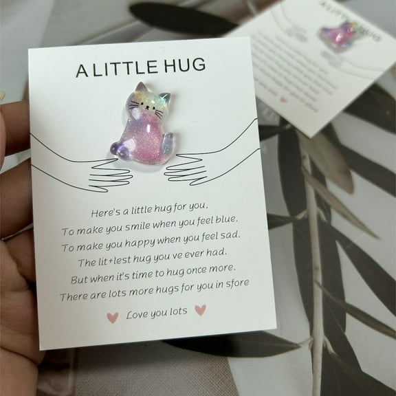40PCS Pocket Hug Greeting Cards,  Cute Kitten Giving Hug, Warm Heartfelt Message Cards for Encouragement, Appreciation, and Friendship, Mini Inspirational Cards for Spreading Love, Care, Energy