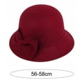 thumbnail image 6 of Yirtree Solid Color Wide Brim Round Dome Sunscreen Windproof Woolen Hat Women Autumn Winter Elegant Bowknot Decor Felt Fedora Hat Daily Wear, 6 of 8