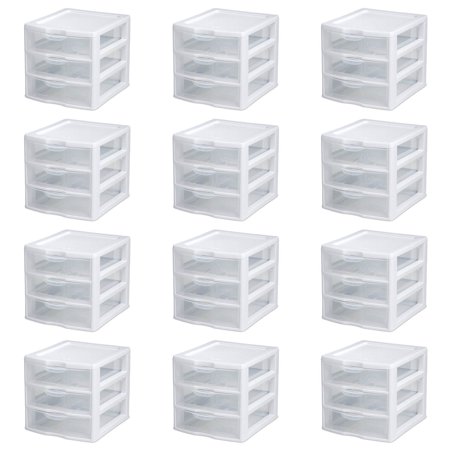 New Sterilite Small Compact Countertop 3 Drawer Desktop Storage