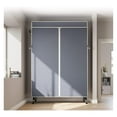 thumbnail image 6 of Drevy V11C Portable Closets Rolling Clothes Rack 5 Tiers Heavy Duty Adjustable Wire Garment Rack with Lockable Wheels Wardrobe Black Metal Clothing Rack with Gray Fabric Cover, Max Load 452LBS, 6 of 8
