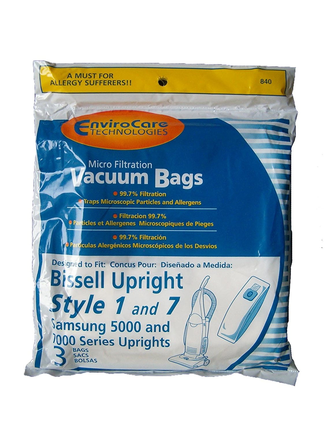 Micro Filtration Vacuum Bags Bissell Upright Style 1 and 7 3 Bags 