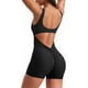 thumbnail image 1 of Mono de entrenamiento de 1 pieza para mujer, sin mangas, con espalda descubierta y control de abdomen, mono de yoga con fruncido en la espalda en V Liza, 1 of 5