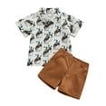 thumbnail image 1 of Toddler Baby Boy Western Clothes 6M 12M 18M 24M 2Y 3Y 4Y  Sleeve Button Down Shirt Elastic Waist Shorts 2PCS Gentleman Suits, 1 of 10