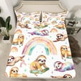 thumbnail image 2 of Feelyou Brown Sloth Bed Sheets, Watercolor Rainbow King Sheets, Kawaii Animal Sheet Set, Microfiber Bedroom Decor, 4-Piece, 2 of 7