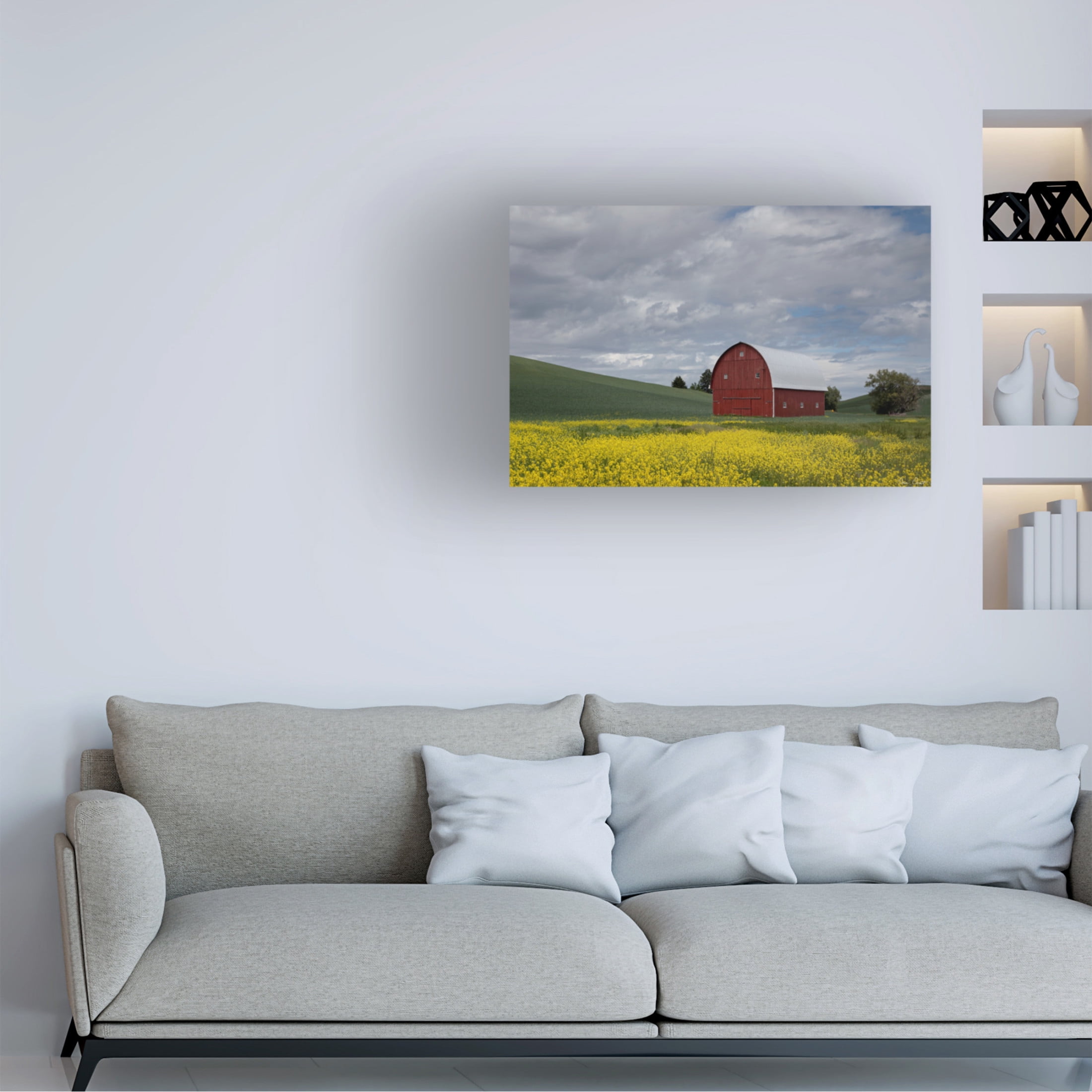 Trademark Fine Art David Drost Palouse Barn and Flowers I Canvas Wall Art