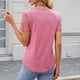 thumbnail image 5 of Blusas para Mujeres Casual Manga Corta Cuello Redondo Encaje Empalme Blusa 95% Poliéster 5% Spandex, Nuevo Color Sólido Superior para el Uso Diario, 5 of 8