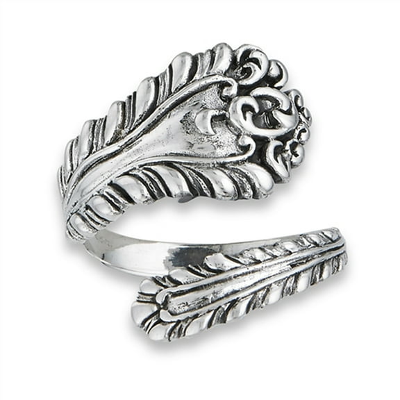 Victorian Oxidized Open Spoon Vintage Ring .925 Sterling Silver Band Jewelry Female Male Size 6