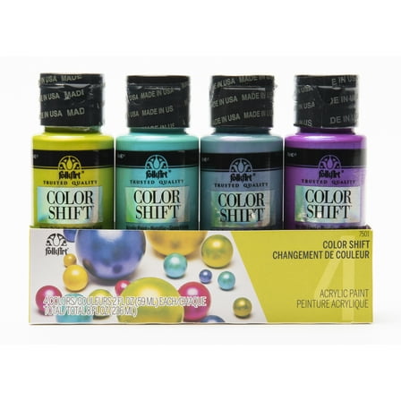 FolkArt 7501E Color Shift Acrylic Craft Paint Set, Gloss Finish, Colorshift, Set of 4, 8 fl oz