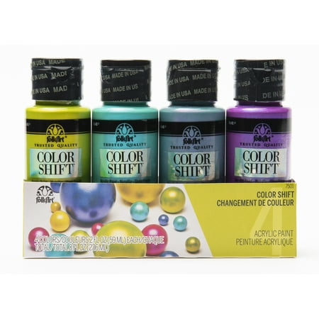 UPC: 0028995075018 | FolkArt Color Shift Acrylic Craft Paint Set Gloss Finish 8 fl oz 4 Piece