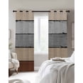 thumbnail image 3 of Brown Grey Blackout Curtains 39 Inches Long for Bedroom, Vintage Stripe Farmhouse Wood Grain Ombre Thermal Insulated Room Darkening Black Out Window Curtain Panels Grommet Drapes for Living Room, 3 of 8