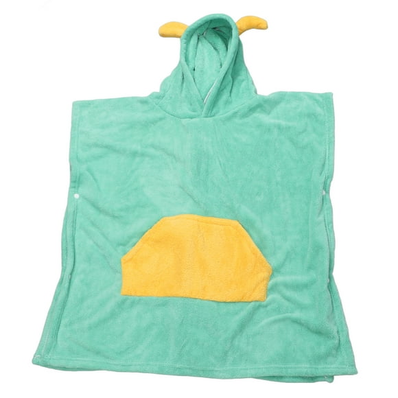 Toalla de baño para niños con diseño de dinosaurio de dibujos animados verde, con capucha, suave forro polar coral absorbente, 70 x 140 cm, bata de toalla para ducha y playa