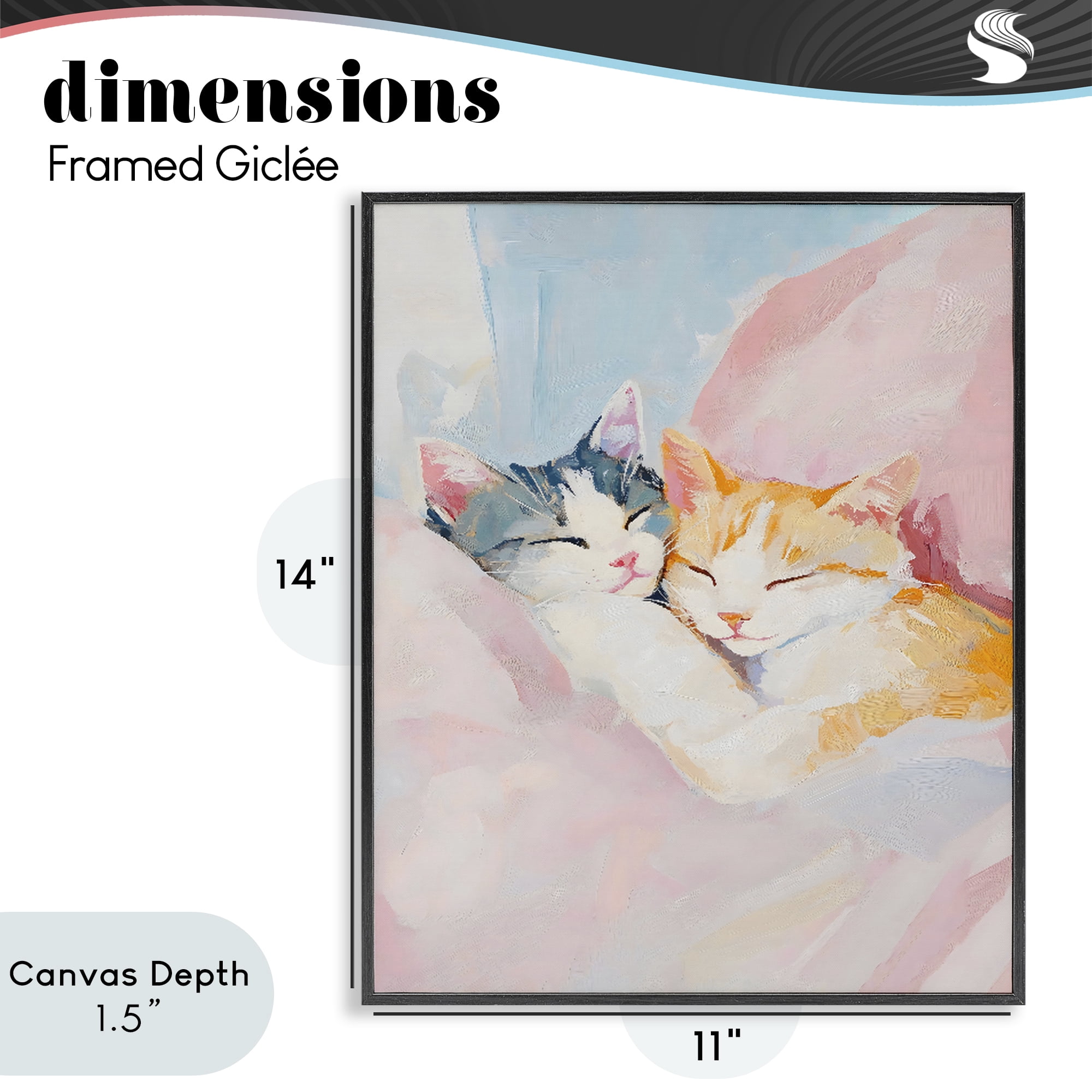 Stupell Industries Sleeping Kittens Embrace Black Framed Giclee Art, design by The Prints Vibe