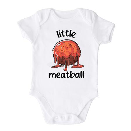 Little Meatball Cute Baby Bodysuit Shirt Premium Custom Baby Clothes Unisex Baby Gift for Mom Newborn 6-9m White