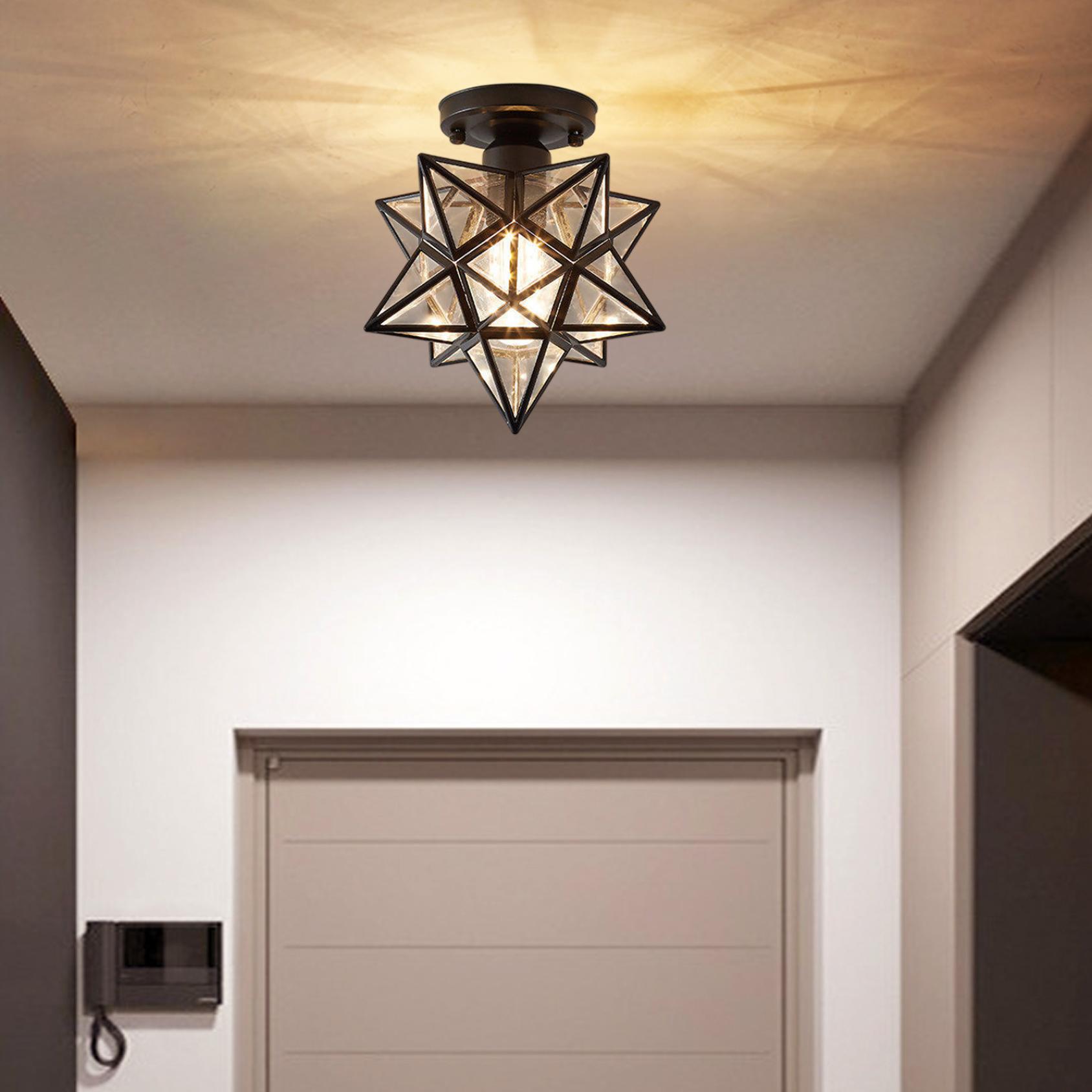 Clearance! Brass Moravian Star Light Flush Mount Ceiling Light with Clear Glass on Clearance Black