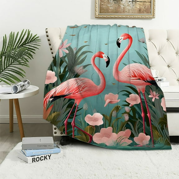 COMIO  Christmas Flamingo Gifts Pink Flamingo Blanket Soft and Warm Holiday Throw Blanket Flamingo Christmas Decor for Christmas Flamingo Party Cozy Gifts for Men Women Kids