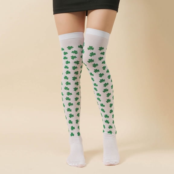 Hot Sales Knee High Socks Under $2 GIJNRIUIUA Multicolor Knee-High Socks Women Girls Fashion Irish St. Festive Stripe Middle Tube Socks Stockings Leg Warmers