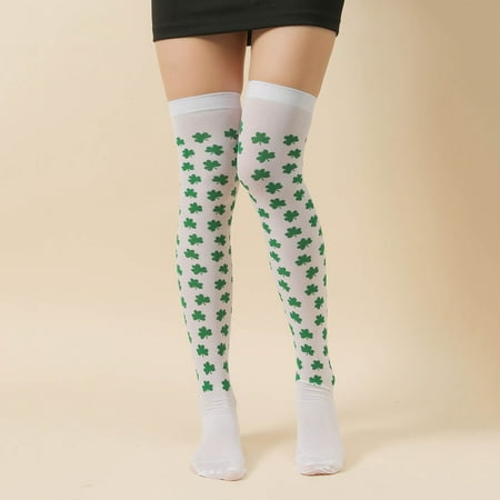 

HGWXX7 Women Girls Fashion Irish St. Festive Stripe Middle Tube Socks Stockings