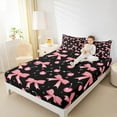 thumbnail image 4 of Castle Fairy Kawaii Bowknot Cherry 3Pcs Twin Sheet Sets for Girls Teens Children,Cute Galaxy Twin Fitted Sheet,Black Pink Breathable Flat Sheet,Ultra Soft Home Decor, 4 of 7