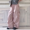 thumbnail image 4 of CONROSES Girls Baggy Cargo Pants Wide Leg Outdoor Hiking Pants for Girls Trendy Solid Elastic Waist Drawstring Athletic Jogger Pants With Pockets, 4 of 4