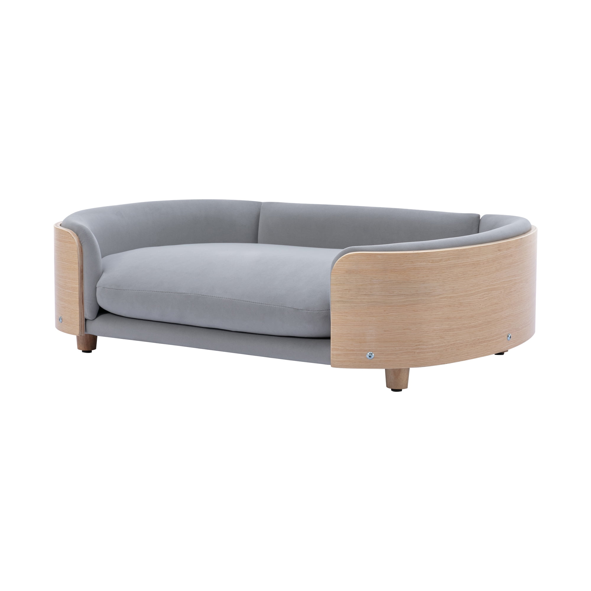 Pefilos 38" Elevated Dog Bed Pet Sofa with Solid Wood Legs and Bent Back, Cat Sofa Bed Velvet Cushion Couch Furniture, Gray Pefilos 38" Elevated Dog Bed Pet Sofa with Solid Wood Legs and Bent Back, Cat Sofa Bed Velvet Cushion Couch Furniture, Gray