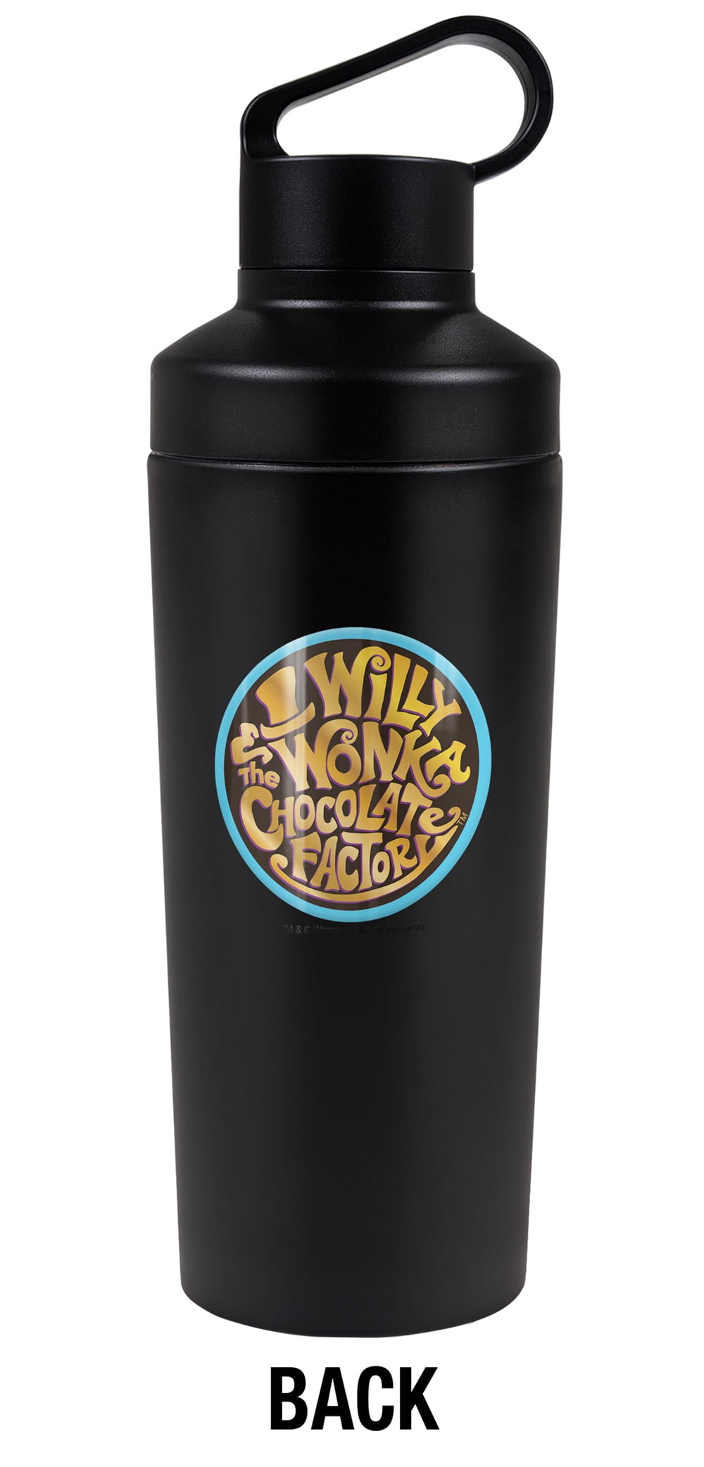 Willy Wonka And the Chocolate Factory Official Logo 18 oz Insulated Water Bottle, Leak Resistant, Vacuum Insulated Stainless Steel with 2-in-1 Loop Cap