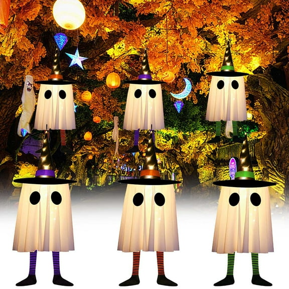 Halloween Decorations Outdoor Halloween Decor Hanging Outdoor String Lights Glowing Ghost Witch Hat Halloween Decorations Indoor Ornaments Halloween Lights for Home Tree Garden Yard