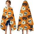 thumbnail image 3 of Spooky Icons Halloween Pattern Hooded Bath Towel，60"x35" for Ages 3 To 12 Kids, Quick Dry Lightweight Soft Microfiber Hood Beach Towel Cover Up for Kids, 3 of 7