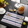 thumbnail image 3 of Pink Grey Striped Placemats Set of 6, Farmhouse Stripes Modern Abstract Art Placemats for Dining Table, Place Mats for Kitchen Tabletop, Waterproof Wipeable Dining Table Mats Set, 3 of 9