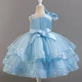 thumbnail image 4 of FAOWME Child Mesh Dress Birthday Stylish Little Girl Princess Dresses Sky Blue 4-5 Years, 4 of 4