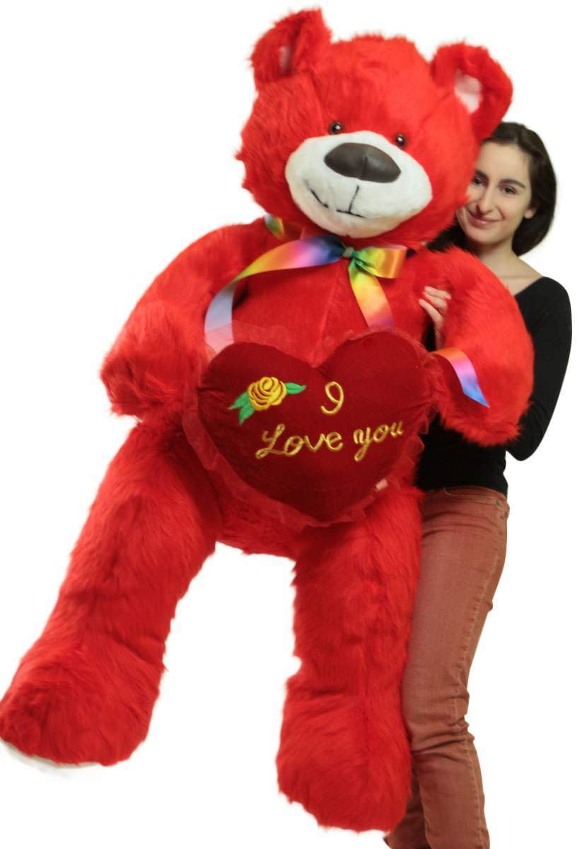 Life Size 5 Foot Red Teddy Bear with I 