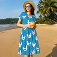 thumbnail image 4 of Hirioo Cartoon Chicken for Short Sleeve Dress Women's Short Sleeve Dress with Pockets, 4 of 6