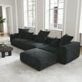 thumbnail image 4 of The Magic Home 3-Seater Convertible Modular L-Shaped Corduroy Sectional Sofa, Black, 4 of 10