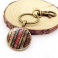 thumbnail image 1 of Naierhg Vintage Women Book Pattern Glass Cabochon Pendant Keychain Key Ring Holder Gift, 1 of 8