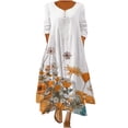 thumbnail image 1 of Moda casual mujer casual manga larga con cuello en v estampado floral vestidos largos irregulares vestido Pompotops  hdfakjf7599, 1 of 7