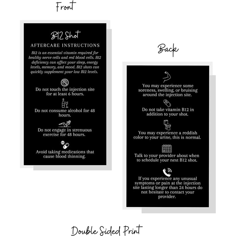 care instructions after b12 injection Shot Aftercare Card 50 Pack 2x3.5