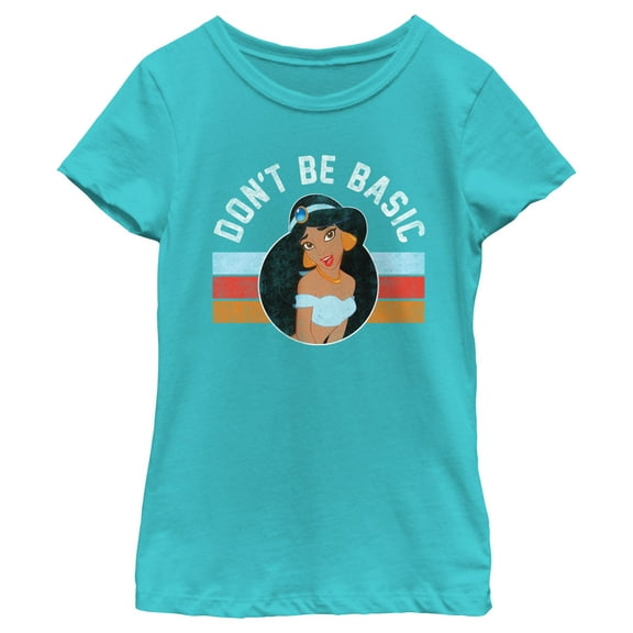 Girl's Aladdin Jasmine Don't Be Basic Graphic Tee Tahiti Blue Small
