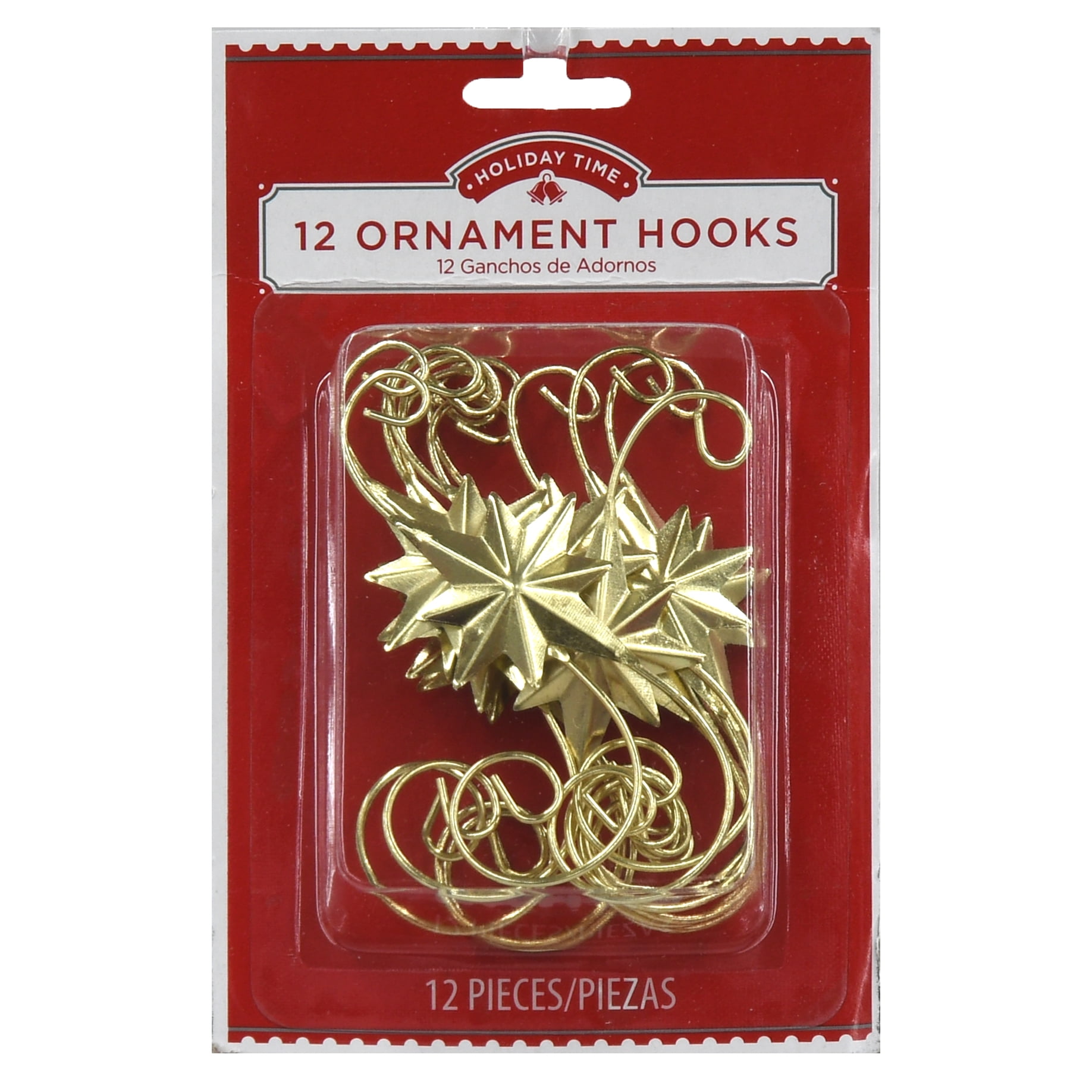Holiday Time Gold Star Ornament Hooks, 12 Count