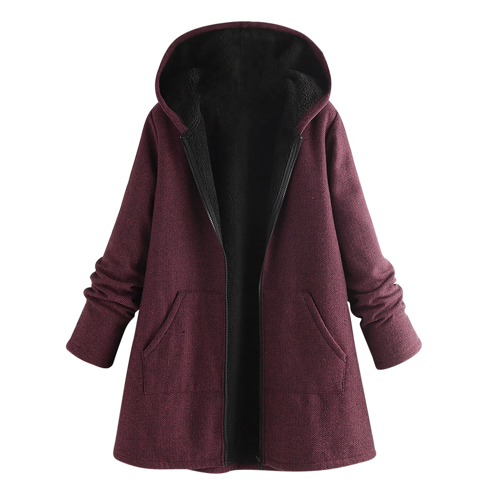 XFLWAM Plus Size Winter Coats for Women Fleece Lined Faux Fur Parkas ...