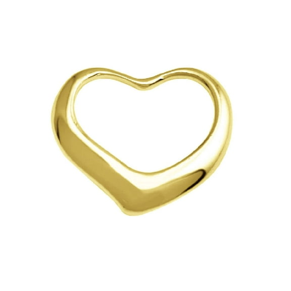 Sterling Silver Yellow Gold Plated High Polished  Classic Valentine Floating Heart Pendant